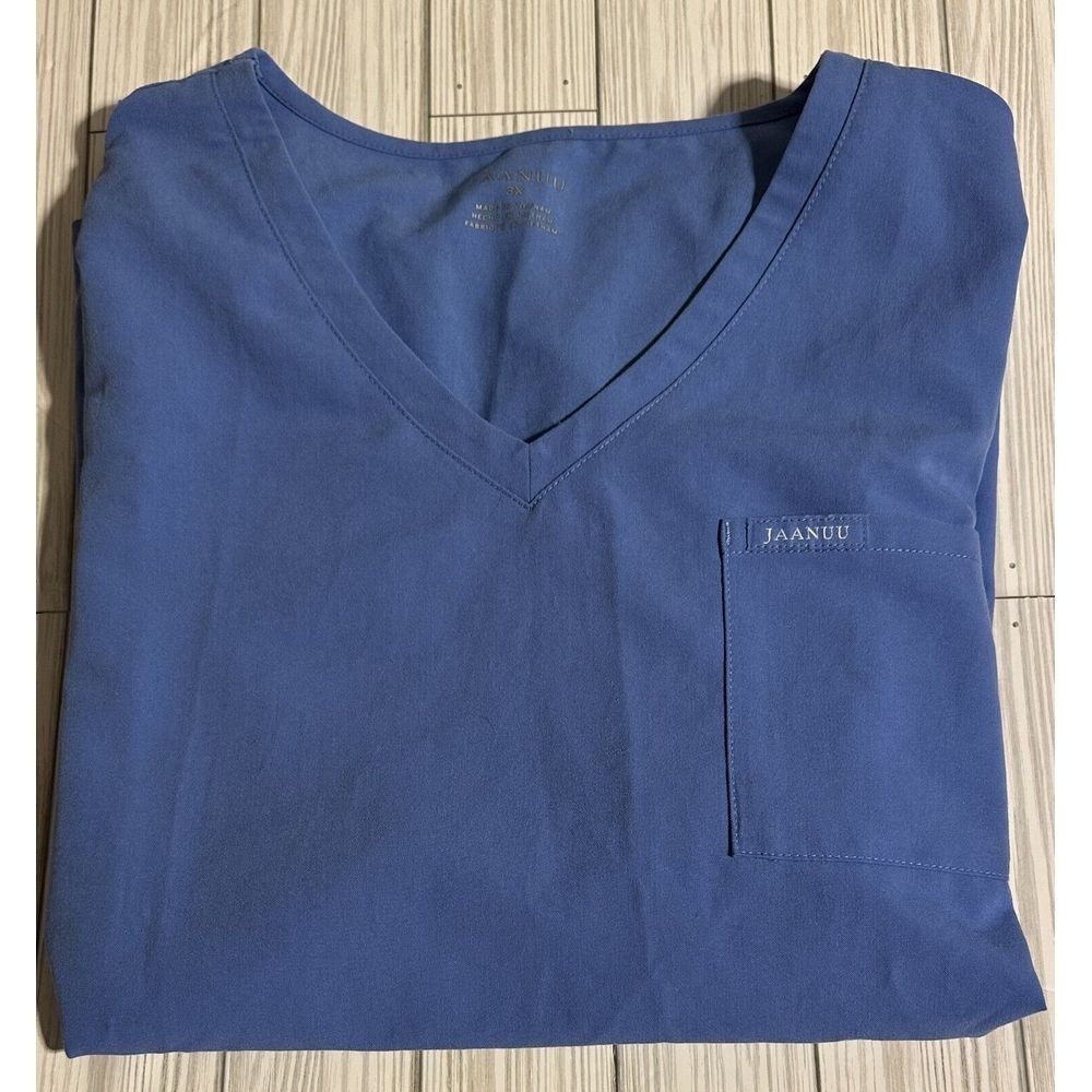 Women's Jaanuu 3 Pocket‎ Scrub Top.  J96181C 3XL Ceil Blue